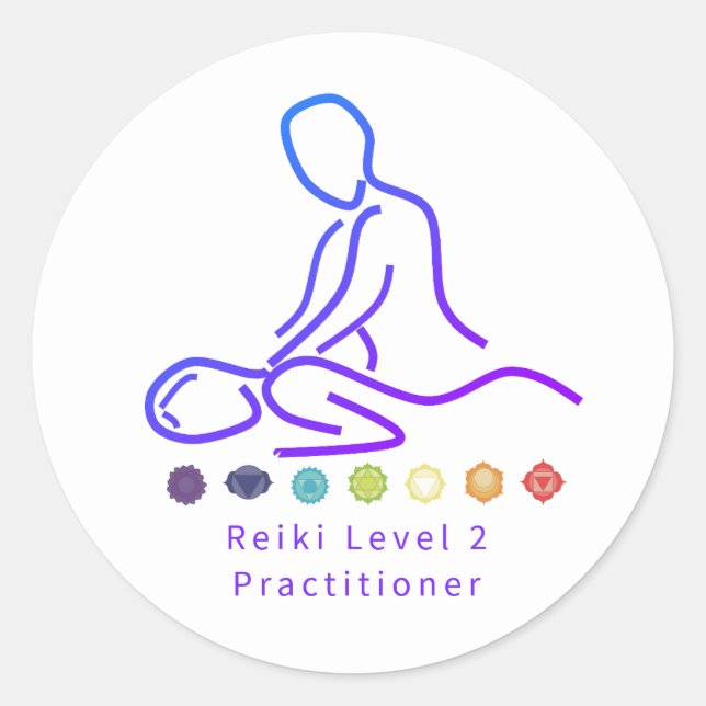 Sticker Rond Praticien de niveau 2 Reiki Plan Blanc (Devant)