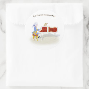 Sticker Rond Pratique Maintient Parfait Mozart Jouer Piano