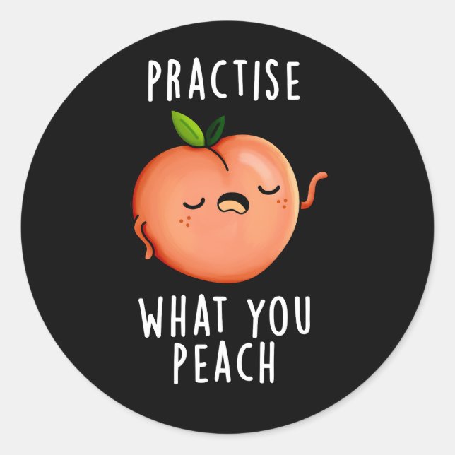 Sticker Rond Pratiquez ce que vous brossez Positif Fruit Pun Da (Devant)