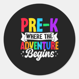 Sticker Rond Pré-k Où L'Aventure Commence À Retourner À L'École