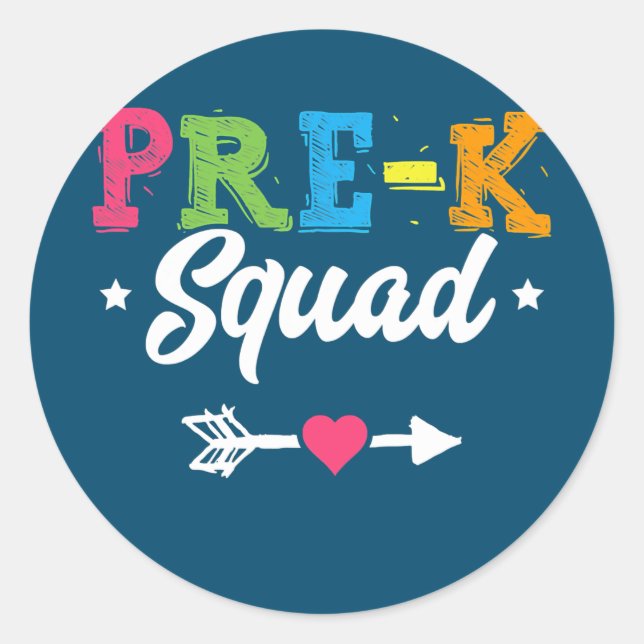 Sticker Rond Pré K Squam Enseignant Enfants préscolaire Retour (Devant)