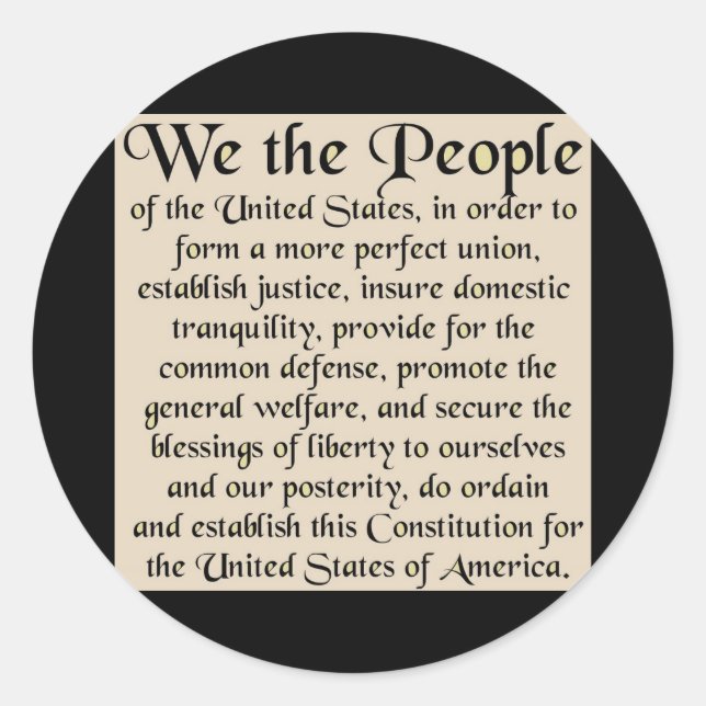 Sticker Rond Préambule à la constitution des Etats-Unis (Devant)
