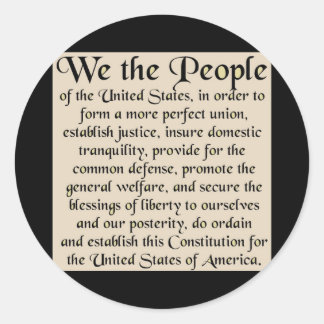 Sticker Rond Préambule à la constitution des Etats-Unis