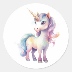 Sticker Rond Precious Majestic Unicorn, cadeau pour les filles