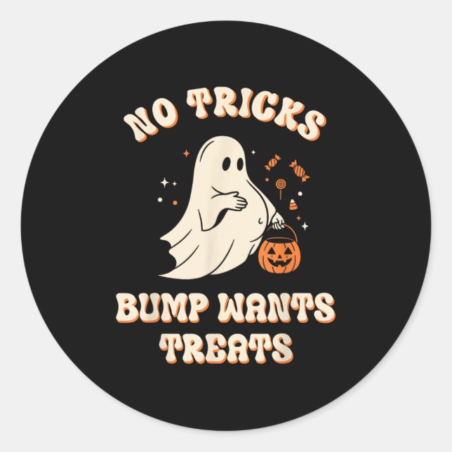 Sticker Rond Pregnant Ghost Lazy Trick Or Treat Dress Funny Hal (Devant)