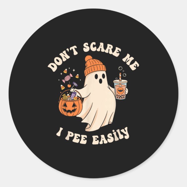 Sticker Rond Pregnant Ghost Trick Or Treat Dress Lazy Halloween (Devant)