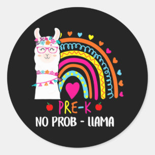 Sticker Rond PréK No Prob Llama Enseignant Rainbow Retour À L'É