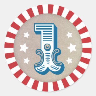 Sticker Rond Premier Anniversaire Cirque Carnaval Favoriser Sti