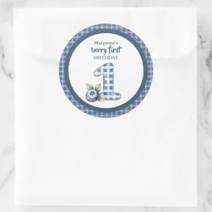 Sticker Rond Premier anniversaire de bébé aux bleuets