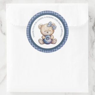 Sticker Rond Premier anniversaire de bébé aux bleuets