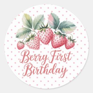 Sticker Rond Premier Anniversaire de Berry Fraise Une Douce Bai