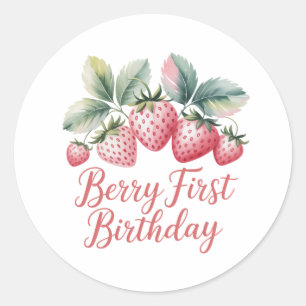 Sticker Rond Premier anniversaire de Berry Strawberry One Sweet