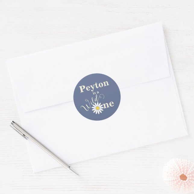 Sticker Rond Premier Anniversaire de Blue Wild One (Enveloppe)