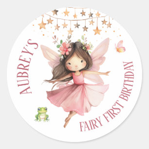 Sticker Rond Premier anniversaire de fée fantaisiste