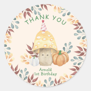 Sticker Rond Premier anniversaire de Little Champignon MERCI