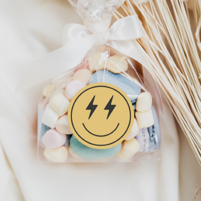 Sticker Rond Premier anniversaire du cool One Boy À damiers Rét (Créateur téléchargé)