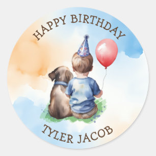 Sticker Rond Premier anniversaire du garçon personnalisé
