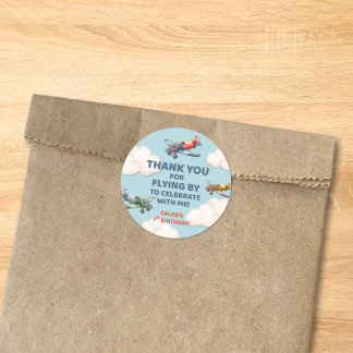 Sticker Rond Premier anniversaire du petit pilote