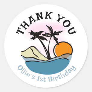 Sticker Rond Premier anniversaire du surf de plage
