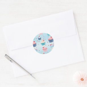 Sticker Rond Premier anniversaire - Gâteaux, bougies et fraises