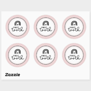 Sticker Rond Premier arc-en-ciel et jalon pois
