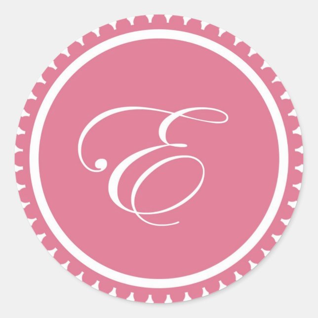 Sticker Rond Premier E princesse rose monogramme de phoque part (Devant)