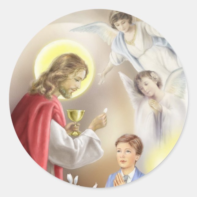 Sticker Rond Premier garçon de communion (Devant)