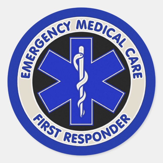 Sticker Rond Premier intervenant en soins Médicales d'urgence (Devant)