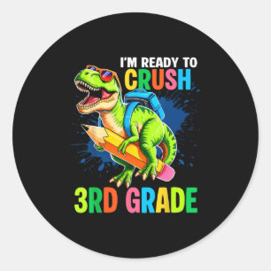 Sticker Rond Premier Jour De 3E Classe Chemises Garçons Dinosau