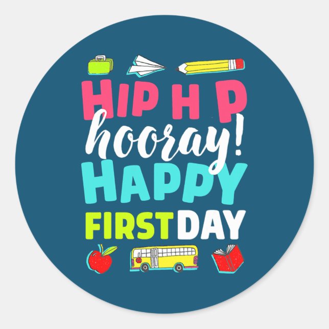 Sticker Rond Premier jour de l'école Enseignant Enfant Retour à (Devant)
