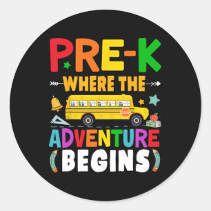 Sticker Rond Premier Jour De L'École Pré K Enseignant Enfants É