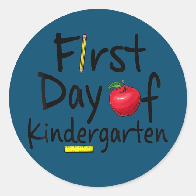 Sticker Rond Premier Jour De maternelle Funny School Teacher (Devant)