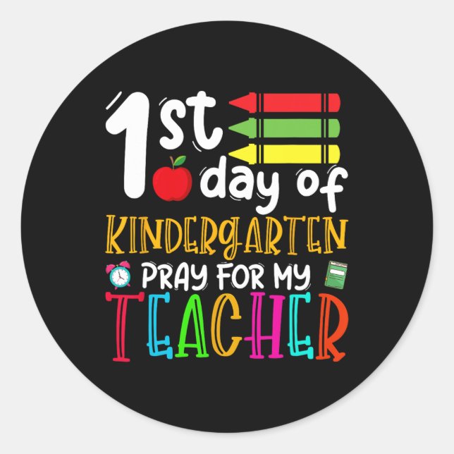 Sticker Rond Premier Jour D'Enfance Priez Pour Mon Professeur D (Devant)