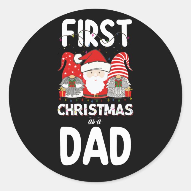 Sticker Rond Premier Noël Comme Papa Famille Vacances Enfants (Devant)