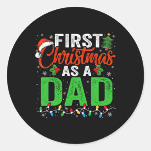 Sticker Rond Premier Noël Comme Papa Noël Éclairage Nouveau Pèr