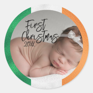 Sticker Rond Premier Noël de bébé irlandais