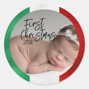 Sticker Rond Premier Noël de bébé italien