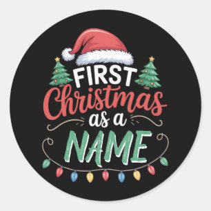 Sticker Rond Premier Noël personnalisé en tant que famille asso