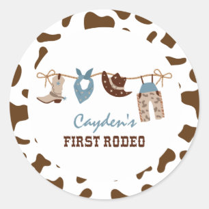 Sticker Rond Premier Rodéo Cow-boy Occidental 1er Anniversaire