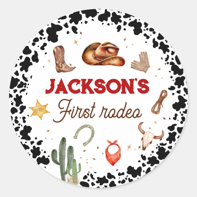 Sticker Rond Premier Rodeo Cupcake Topers 1er anniversaire (Devant)