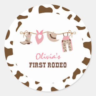 Sticker Rond Premier Rodeo Western Cowboy 1er anniversaire