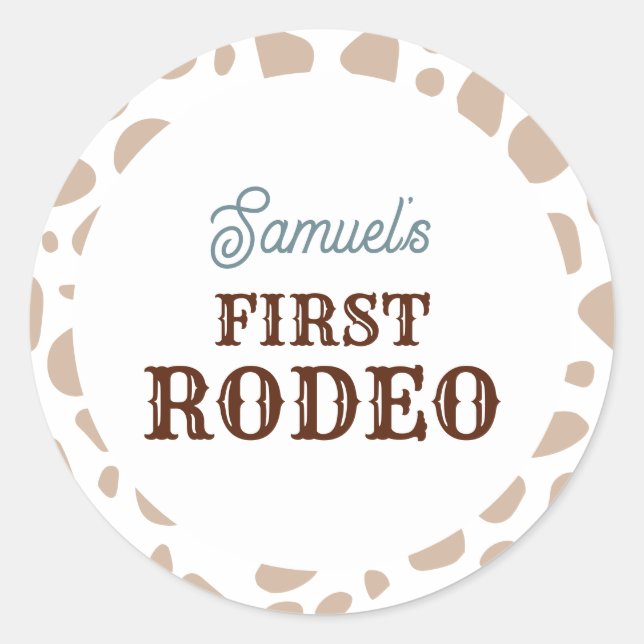 Sticker Rond Premier Rodéo Wild West Beige Boy Premier annivers (Devant)