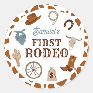 Sticker Rond Premier Rodeo Wild West Brown Boy Premier annivers