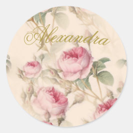 Sticker Rond Premier Rose couleur or personnalisé de la Communi