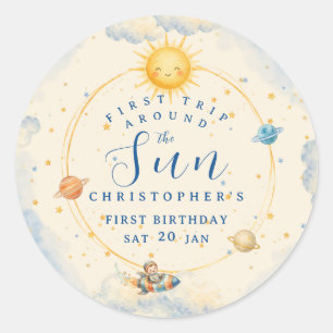 Sticker Rond Premier Tour Autour du Soleil Premier Anniversaire