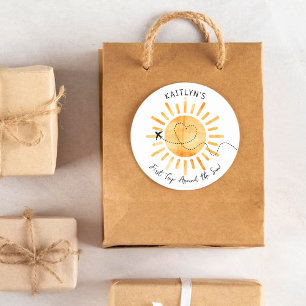 Sticker Rond Premier Voyage Autour Du Soleil 1Er Anniversaire