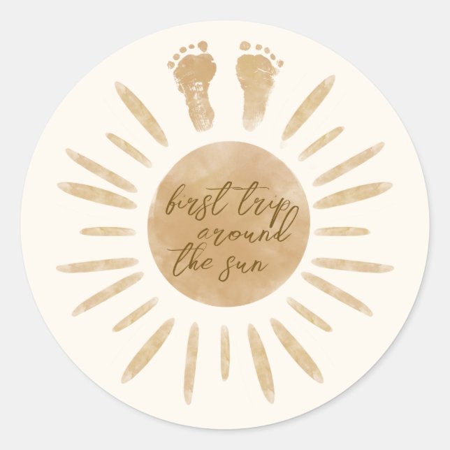 Sticker Rond Premier voyage autour du soleil 1er anniversaire B (Devant)