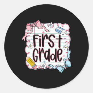 Sticker Rond Première Année Retour À L'École Pour Filles Carnet