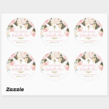 Première communion & baptême, floral rose or