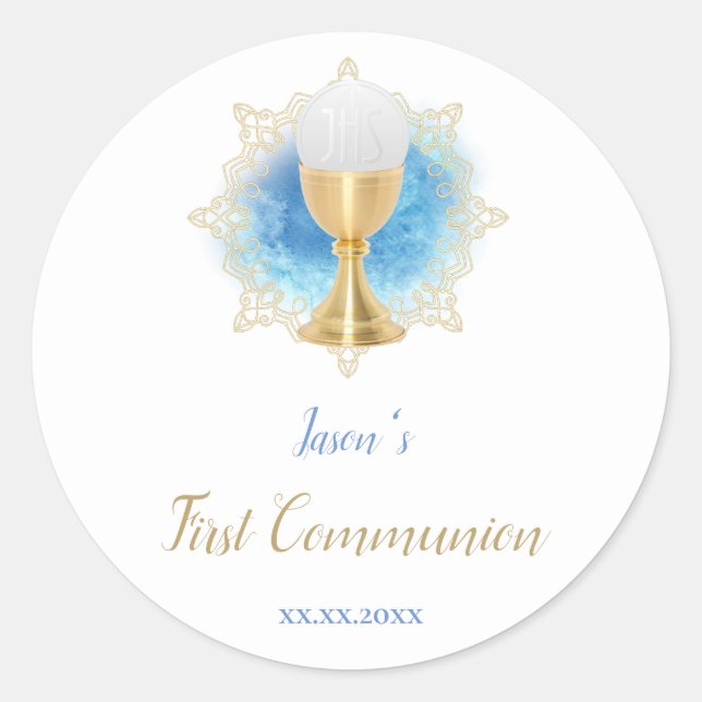 Sticker Rond Première communion catholique (Devant)
